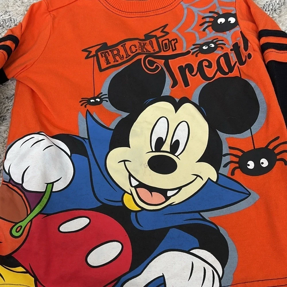 Disney 4T Mickey Trick or treat long sleeve shirt- orange and black